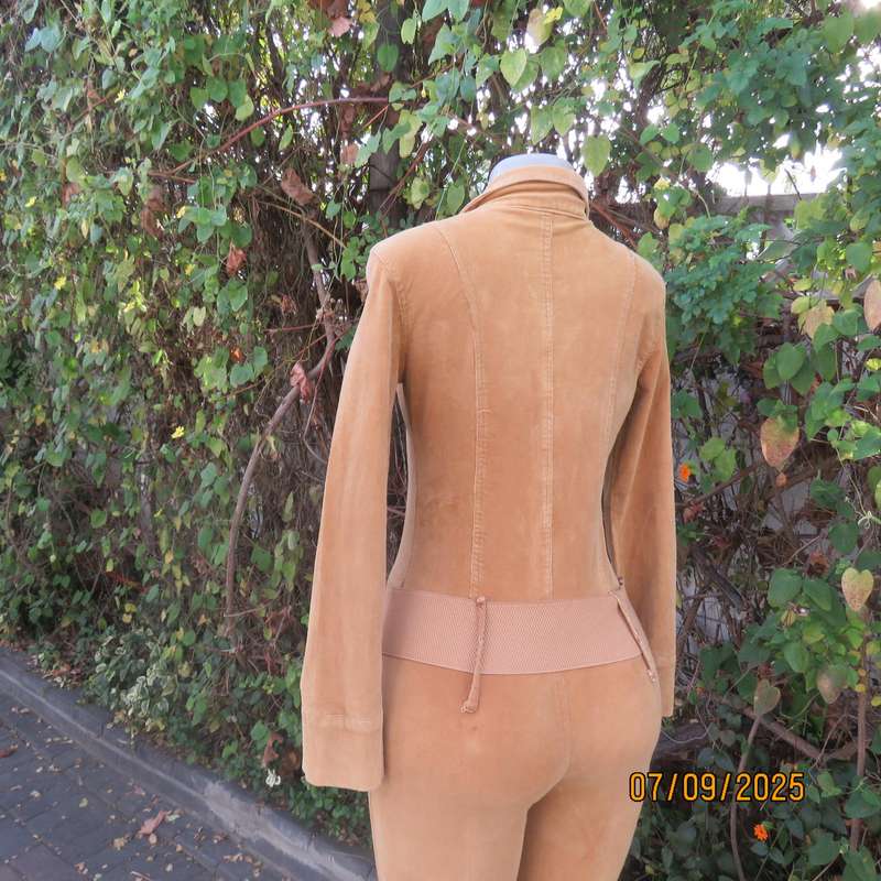 LUCY'S tan stretch corduroy jumpsuit size 32. Zip-up front. Bell bottom legs.