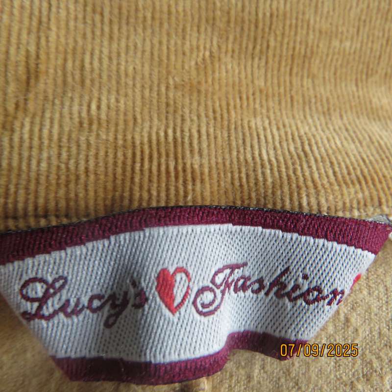 LUCY'S tan stretch corduroy jumpsuit size 32. Zip-up front. Bell bottom legs.