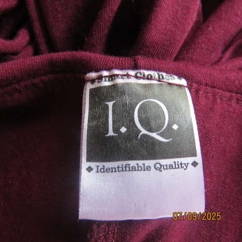 Maroon sleeveless shift dress with wide Bertha collar. Lace hem border. Size 38