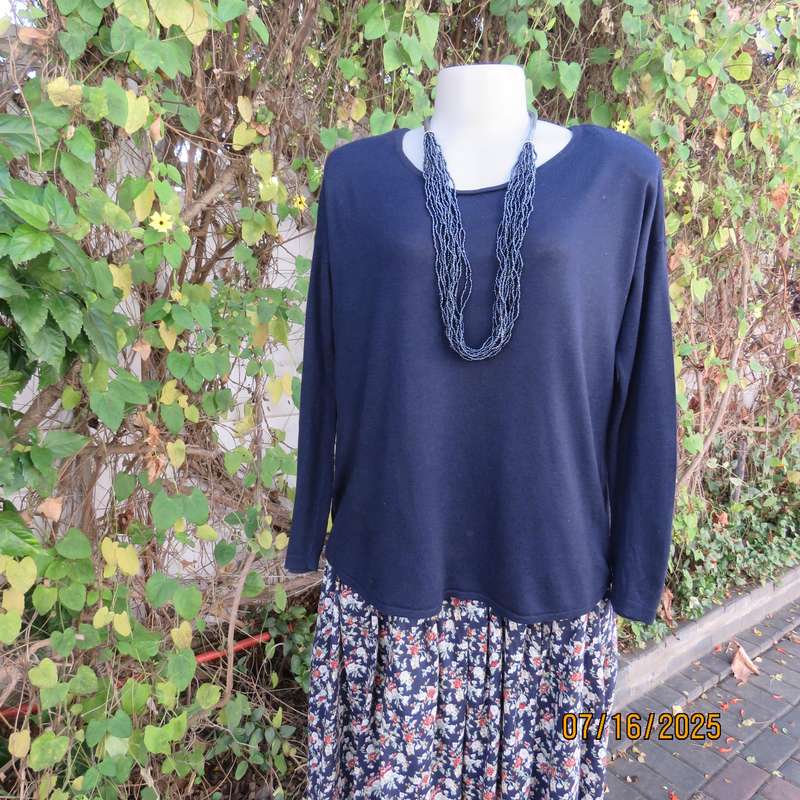 M&S Collection navy long sleeve acrylic-viscose knitted top. Size 38