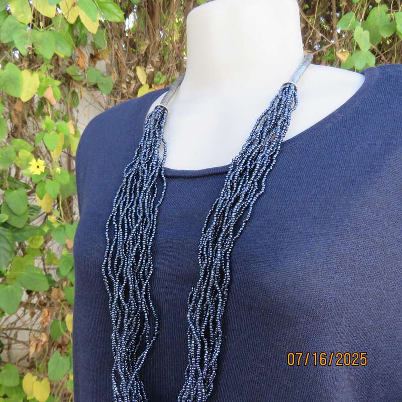 M&S Collection navy long sleeve acrylic-viscose knitted top. Size 38