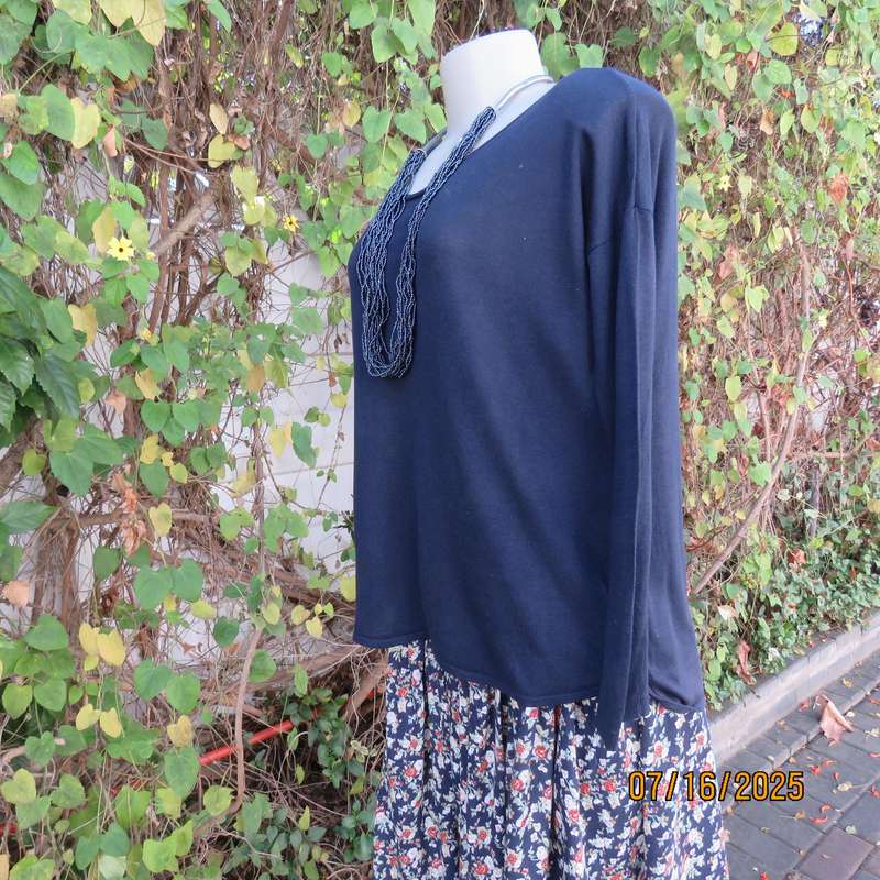 M&S Collection navy long sleeve acrylic-viscose knitted top. Size 38