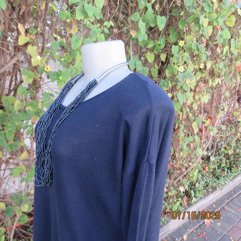 M&S Collection navy long sleeve acrylic-viscose knitted top. Size 38