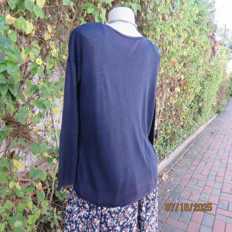 M&S Collection navy long sleeve acrylic-viscose knitted top. Size 38