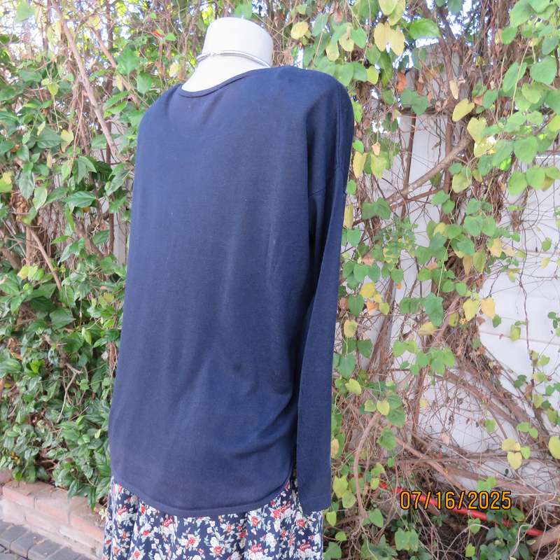 M&S Collection navy long sleeve acrylic-viscose knitted top. Size 38