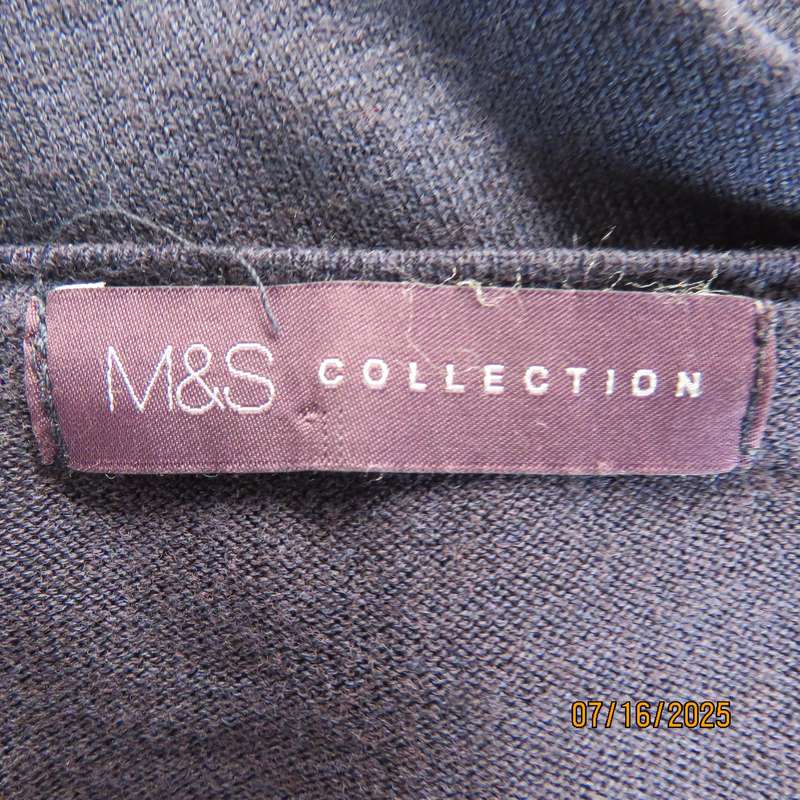 M&S Collection navy long sleeve acrylic-viscose knitted top. Size 38