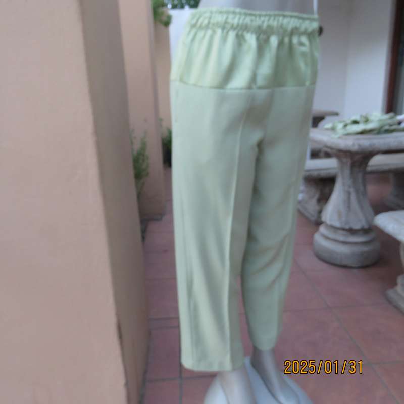Smart Comfy Light Avo Pants with Wide Satin Yoke, Size 36, Crepe Polyester