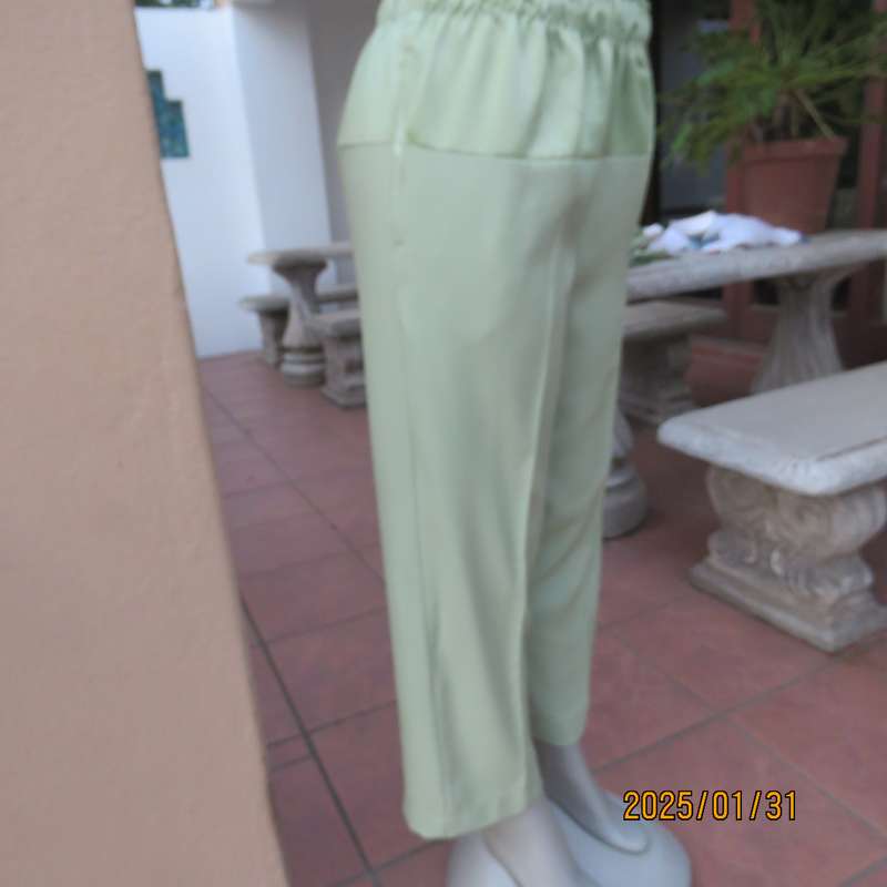 Smart Comfy Light Avo Pants with Wide Satin Yoke, Size 36, Crepe Polyester