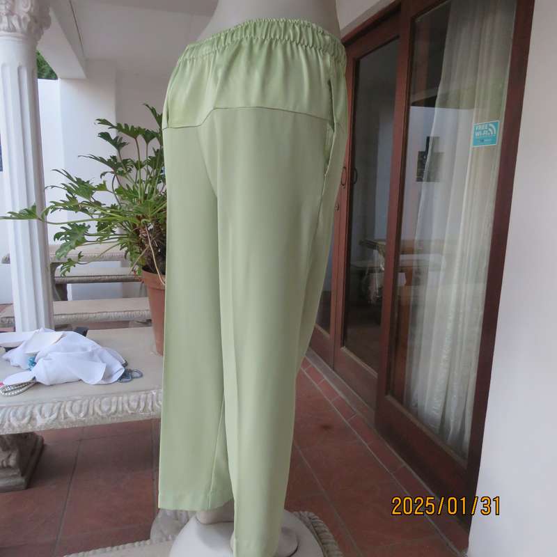Smart Comfy Light Avo Pants with Wide Satin Yoke, Size 36, Crepe Polyester