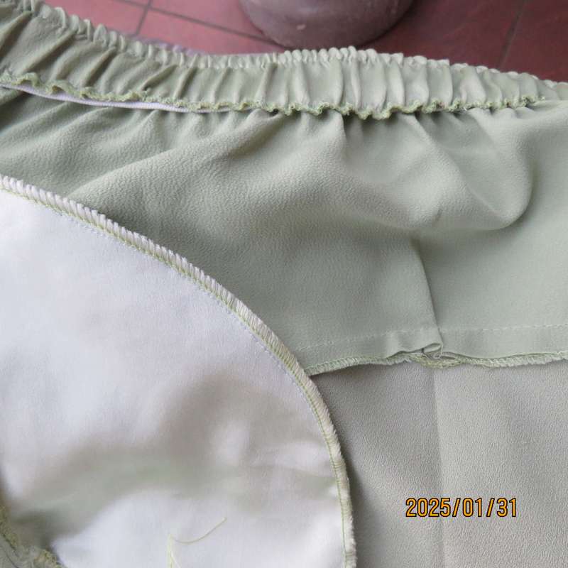 Smart Comfy Light Avo Pants with Wide Satin Yoke, Size 36, Crepe Polyester