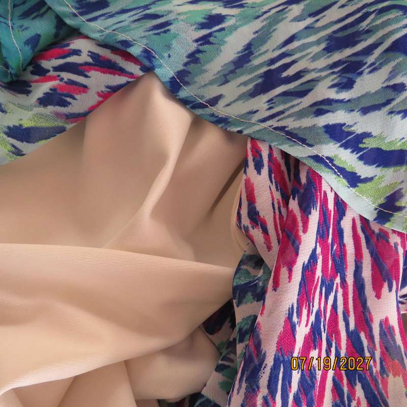 GOSSIP wide cut gathered 2 layer colourful polyester dress for 11 to 12 year old girl.
