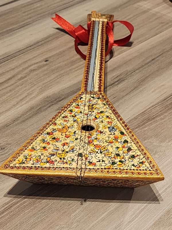 Balalaika Traditional Russian Folk 3 Stringed Musical Instrument Wall Decor - 35 x 14 x 4.5cm