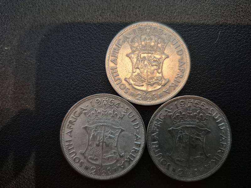 3 Coins - Two and a Half Shillings 1953 1954 1955