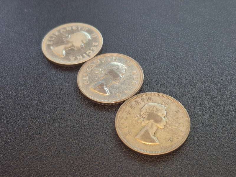 3 Coins - Two and a Half Shillings 1953 1954 1955 (1 bid takes all) L7