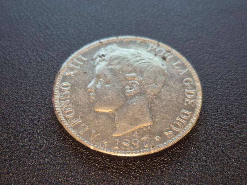 Replica 1897 Spain 5 Pesetas - Alfonso XIII 3rd portrait