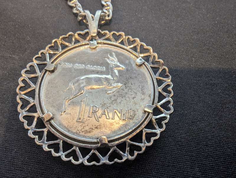 1966 One Rand - English (800 Silver) Encapsulated in pendant with chain (925 Silver)
