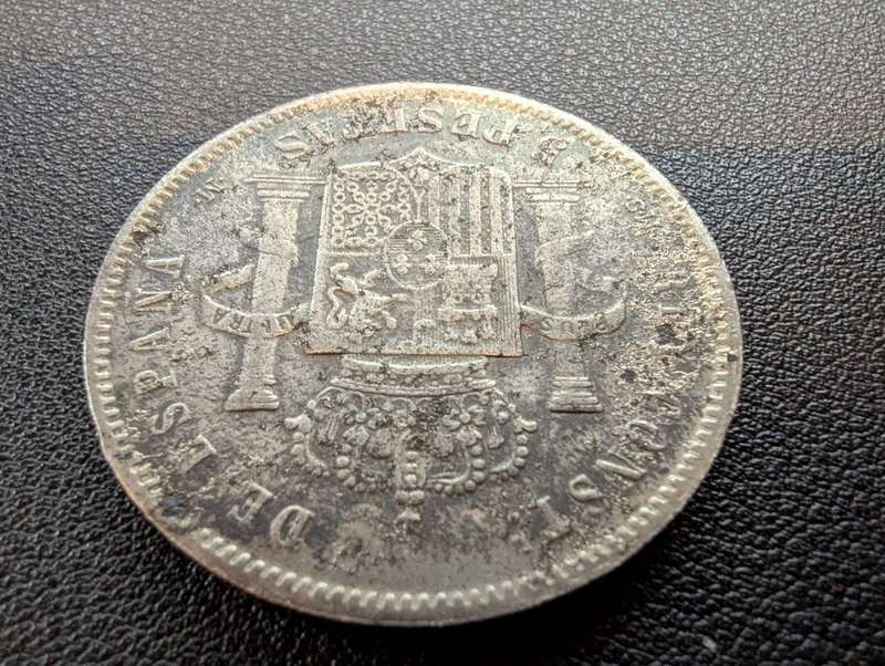 1897 Spain 5 Pesetas - Alfonso XIII 3rd portrait - 90% Silver