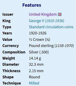 1920 Half Crown - George V