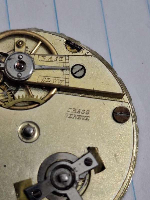 Antique Cragg Geneve pocket watch face and movement