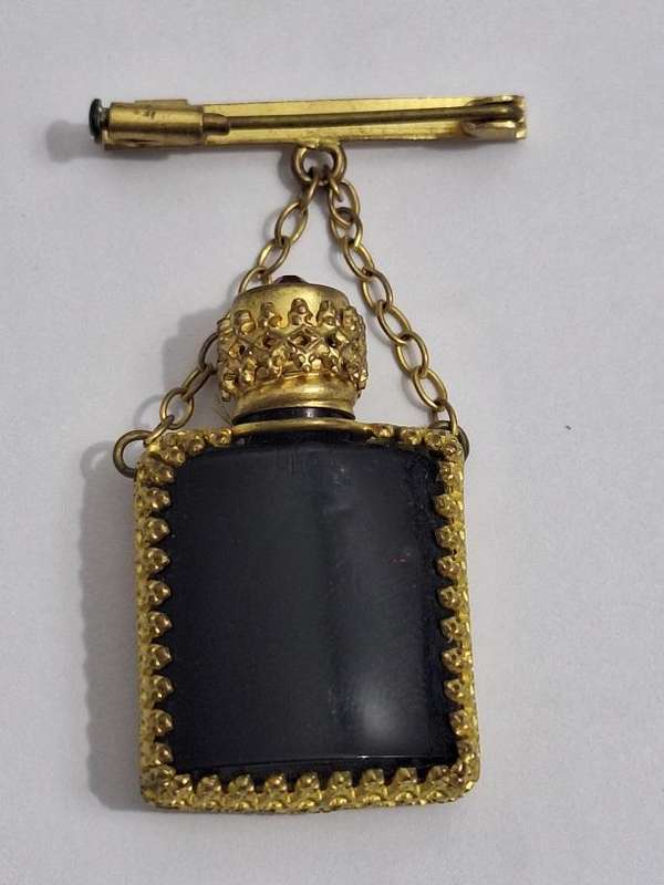 Vintage Petit Point perfume bottle brooch