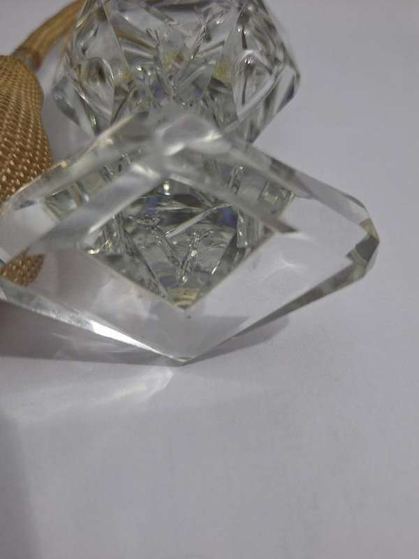 Large vintage crystal perfume bottle with atomiser 14cm high