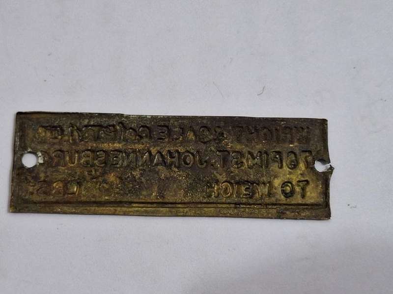 Vintage Wright scale Co (PTY) Ltd brass tag