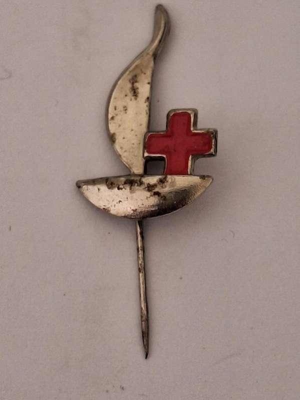 1940s Red cross sail boat pin