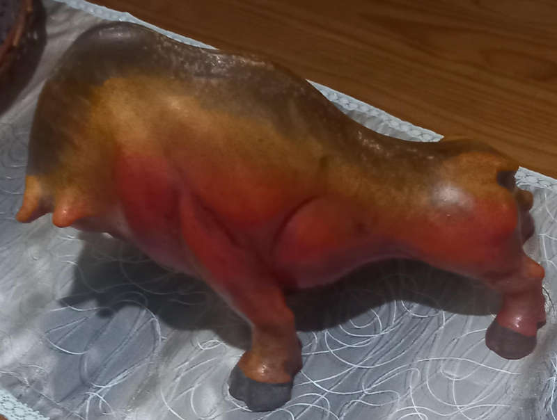 Vintage Mid Century Italy Alvino Bagni? Brutalist Terracotta Red, Brown, Orange Bull Sculpture
