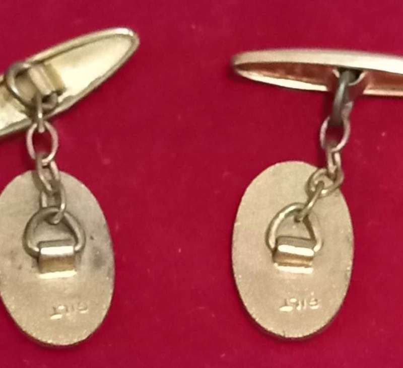 Vintage Gilt Made in England Imitation Brand Enamel Cufflinks