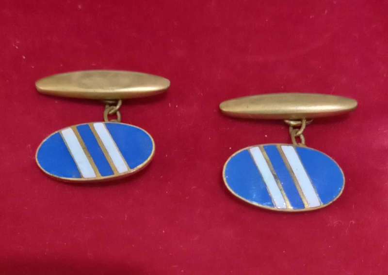 Vintage Gilt Made in England Imitation Brand Enamel Cufflinks