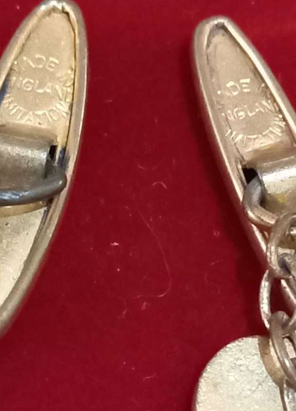 Vintage Gilt Made in England Imitation Brand Enamel Cufflinks