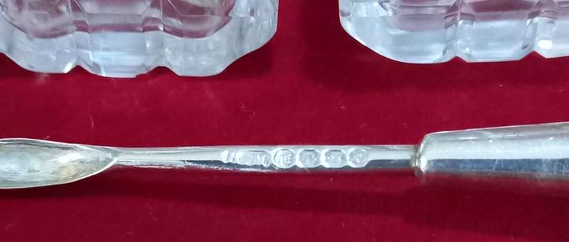 Antique Henry Manton Hallmarked Sterling Silver And Crystal Pepper Shaker and Pot with Spoon