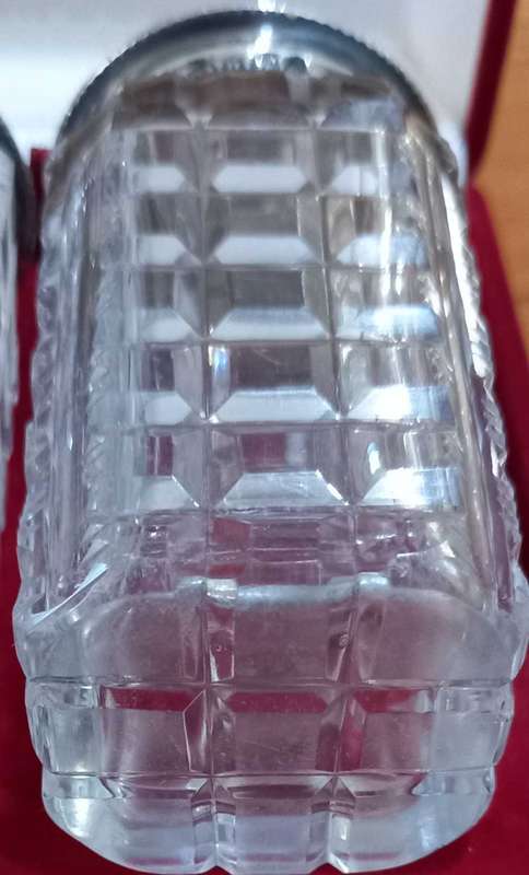 Antique Henry Manton Hallmarked Sterling Silver And Crystal Pepper Shaker and Pot with Spoon