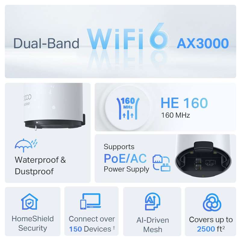 TP-Link DECO X50 AX3000 Outdoor/Indoor Mesh Router Wi-Fi 6 - Deco X50-Outdoor-(1-pack)