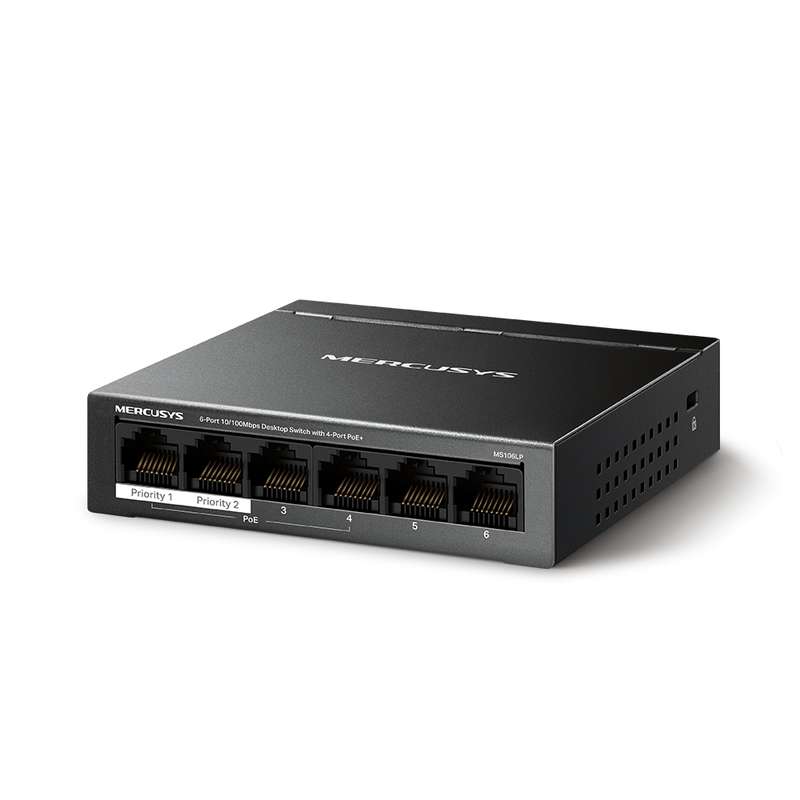 Mercusys MS106LP 6-Port 10/100Mbps Desktop Switch with 4-Port PoE+