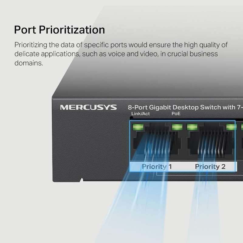 Mercusys 8-Port Gigabit Desktop Switch with 7-Port PoE+