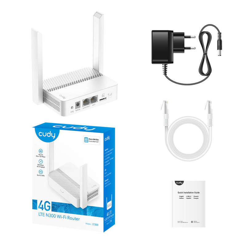 Cudy LT300 4G LTE N300 Wi-Fi Router  White
