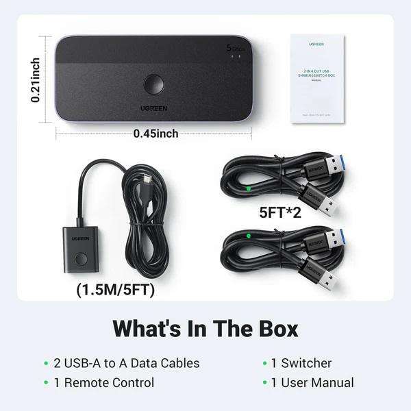Ugreen 15705 UGREEN Sharing Switch Box 2-in-4 Out