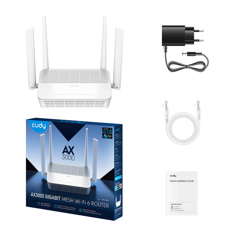 Cudy AX3000 Gigabit Mesh Wi-Fi 6 Router | WR3000S