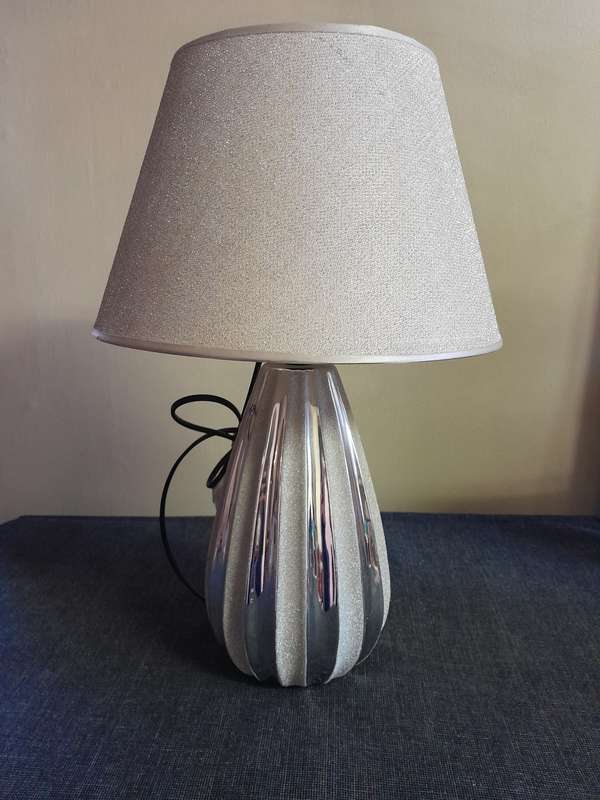 Beautiful Silver and Cream table lamp lampshade