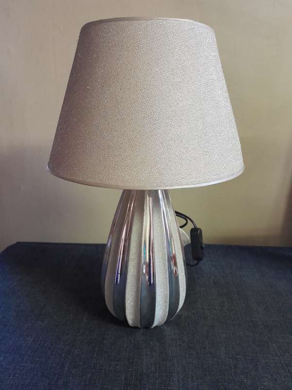 Beautiful Silver and Cream table lamp lampshade