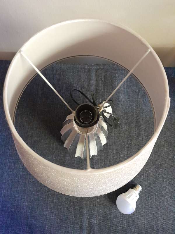Beautiful Silver and Cream table lamp lampshade