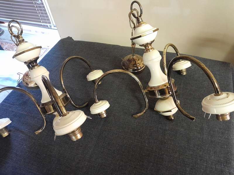 Vintage chandelier 3 arm light fittings x 2