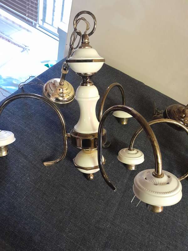 Vintage chandelier 3 arm light fittings x 2