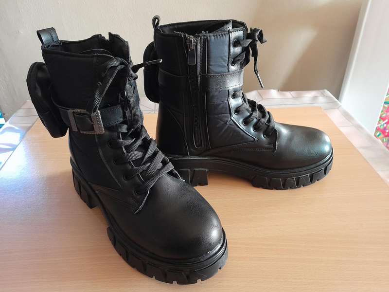 Black combat boots