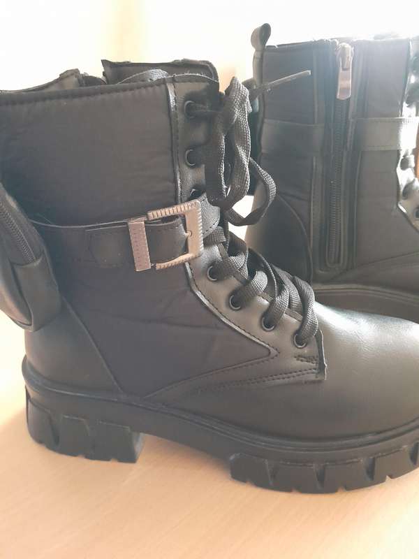 Black combat boots