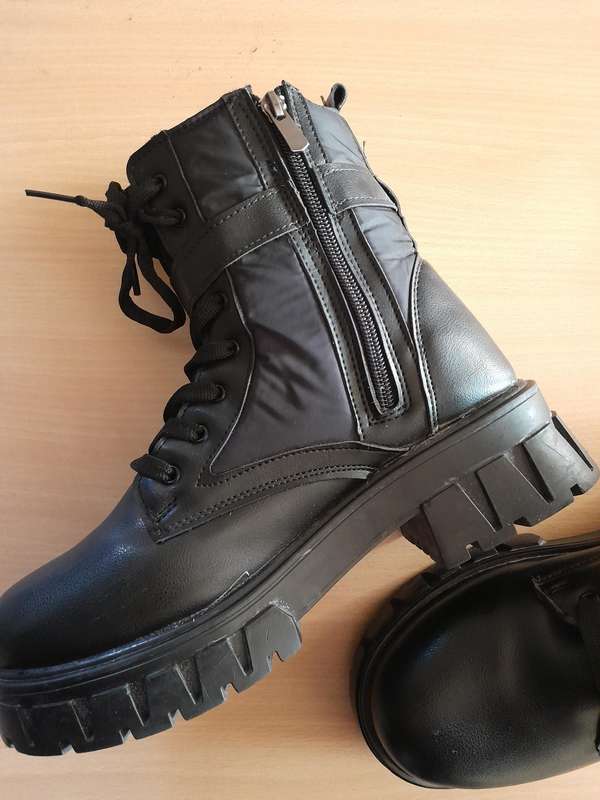 Black combat boots