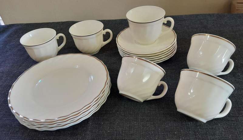 Vintage White Gold Rim French Tea Set 18pc