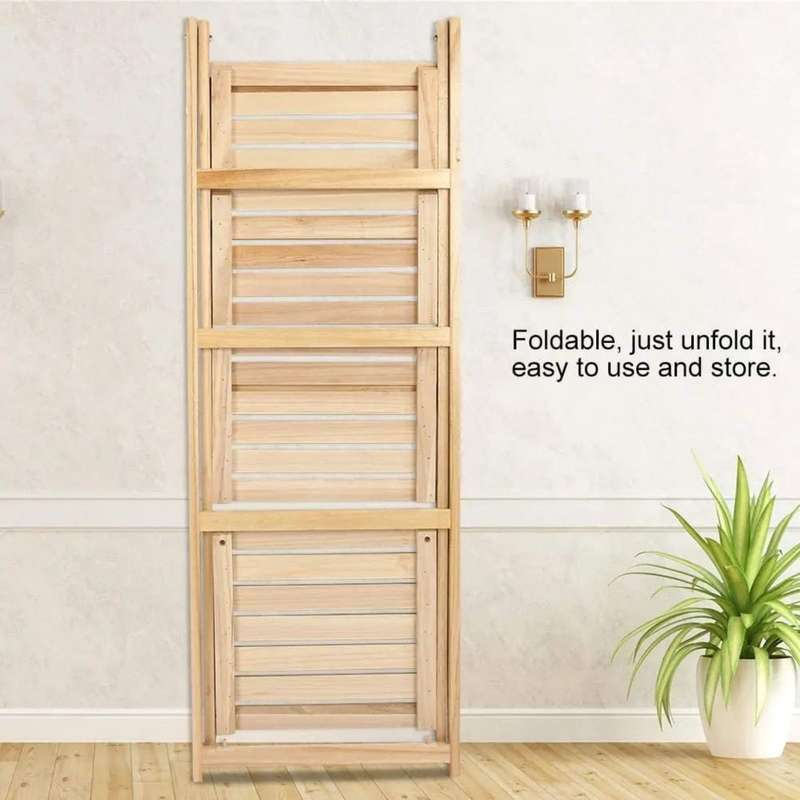 Ladder shelf stand 3 tier foldable bamboo light