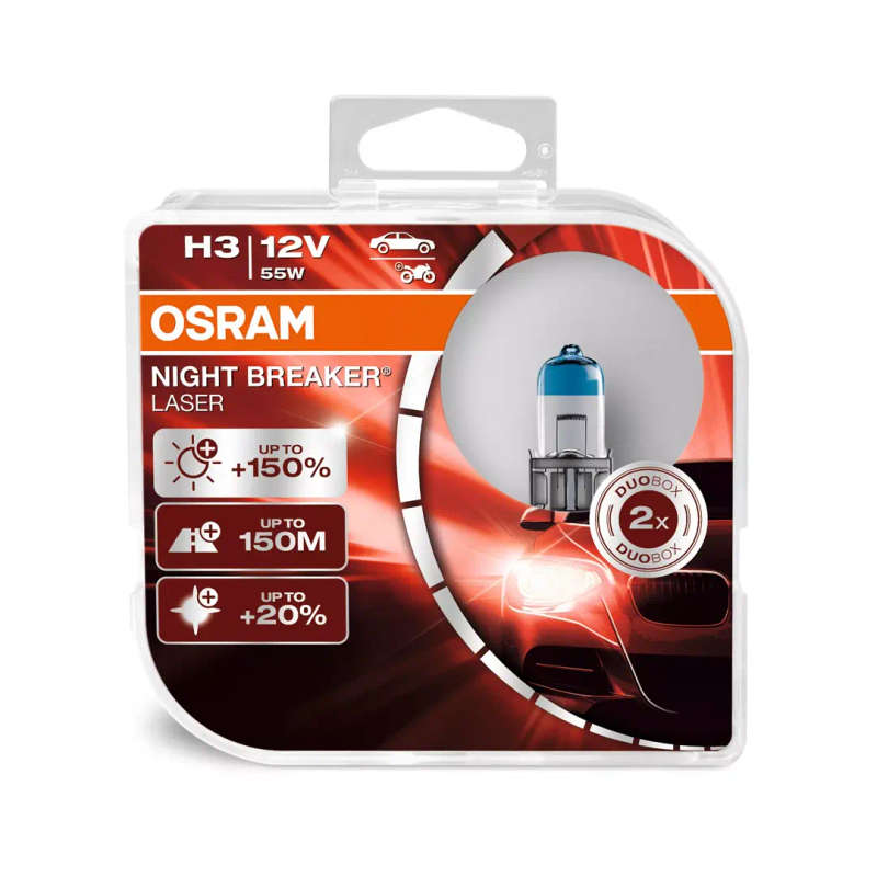 OSRAM Night Breaker Laser Set H1, H3, H4, H7, H8, H11, HB3 or HB4